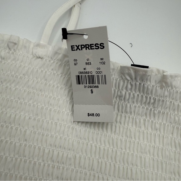 Express While Smocked Cropped Cami Sleeveless Spaghetti Straps Women’s Small NWT - Picture 8 of 10
